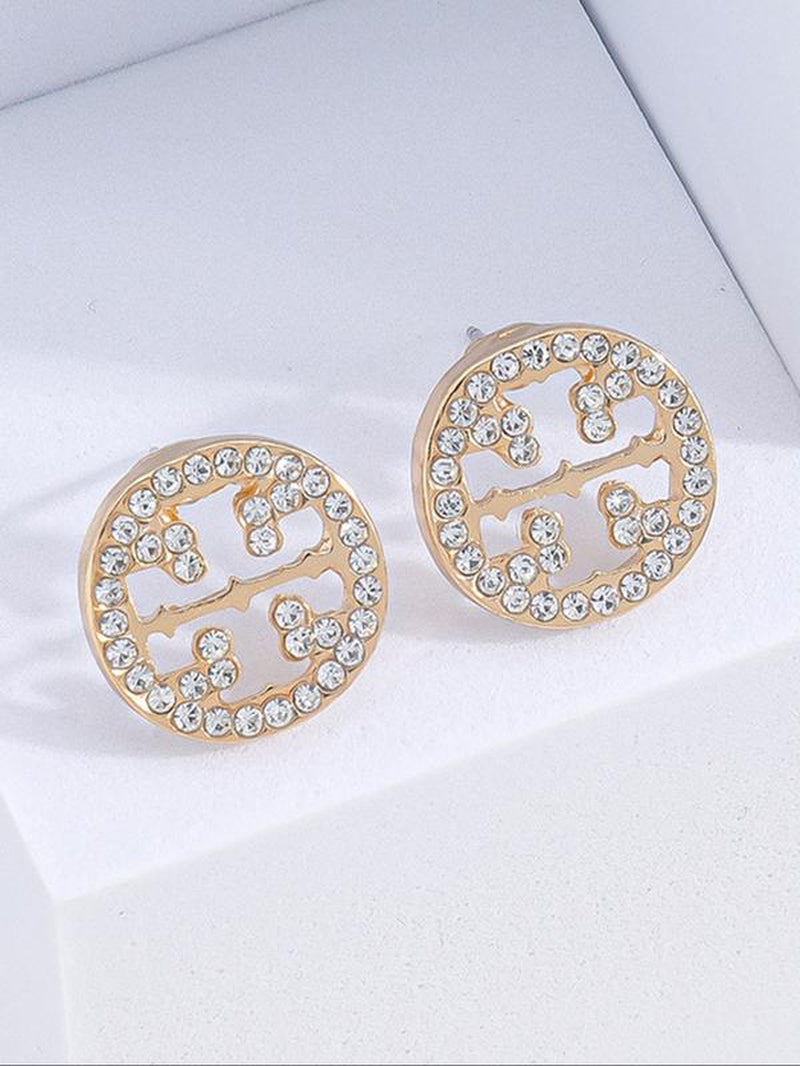 Elegant Rhinestone Hollow Out round Stud Earrings, Fashionable Minimalist Design, Small Metal Ear Pins for Women, Perfect for Daily Wear, Ear Studs, Stud Earring Jewelry