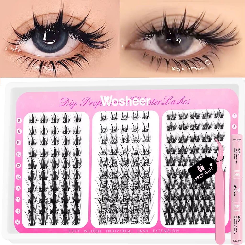 Transform Your Look with the Manga Lash Clusters Kit: Complete Eyelash Extension Set with Bond & Seal for Effortless DIY Glam