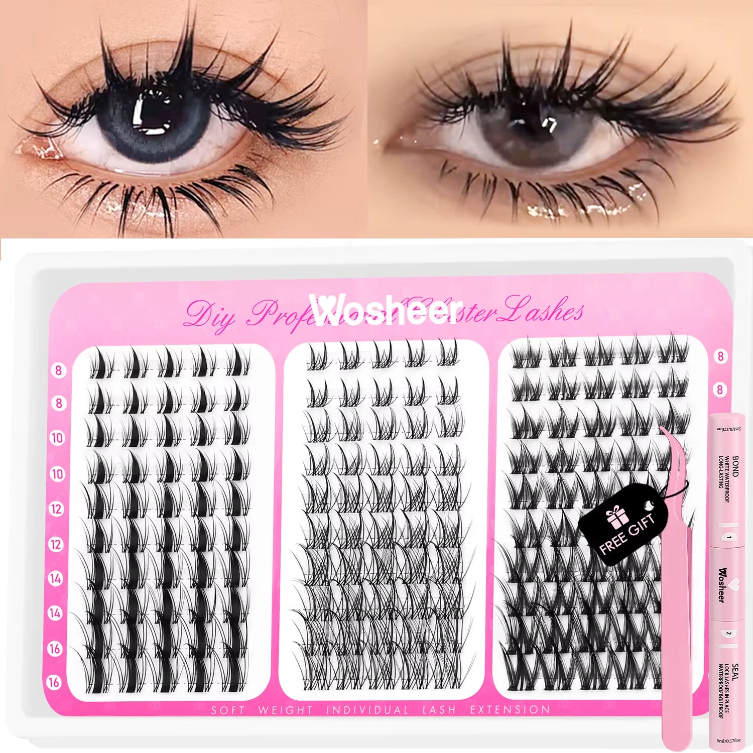 Transform Your Look with the Manga Lash Clusters Kit: Complete Eyelash Extension Set with Bond & Seal for Effortless DIY Glam