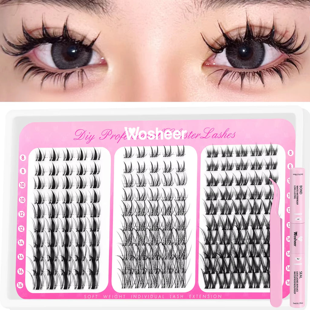 Transform Your Look with the Manga Lash Clusters Kit: Complete Eyelash Extension Set with Bond & Seal for Effortless DIY Glam