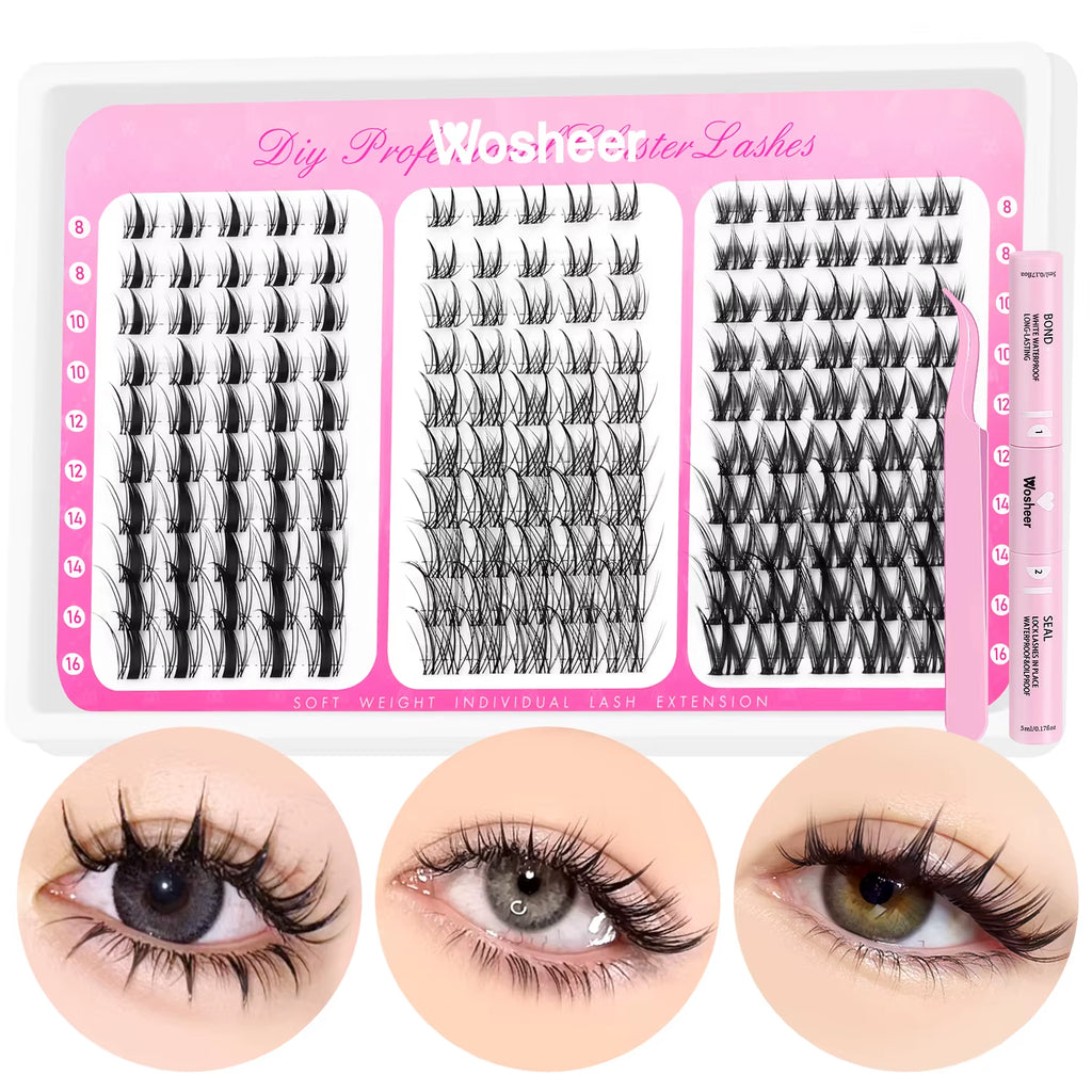 Transform Your Look with the Manga Lash Clusters Kit: Complete Eyelash Extension Set with Bond & Seal for Effortless DIY Glam
