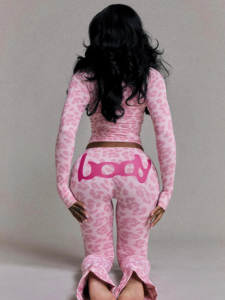 Letter Print 2 Piece Set Women Zip Cardigan Hooded Crop Jacket+Skinny Leggings Hot Girls Wild Sporty Style Outfits