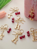 Cherry Bow Initial Keychain